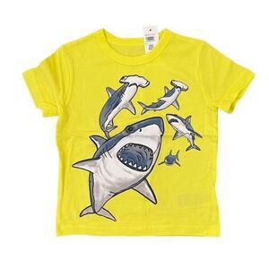 NWT GAP Toddler Yellow W/Grey Shark Graphic Crewneck T-Shirt